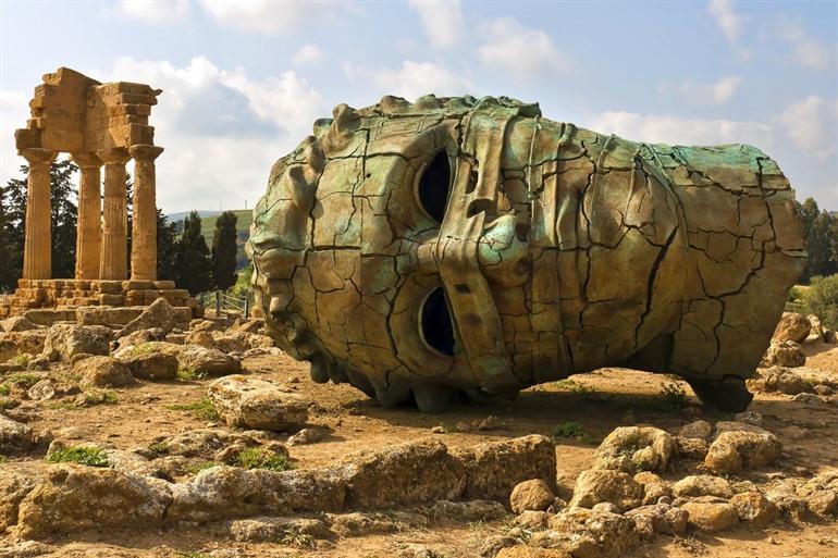 Agrigento, the famous Valle dei Templi, with remains of the temple of Castor and Pollux