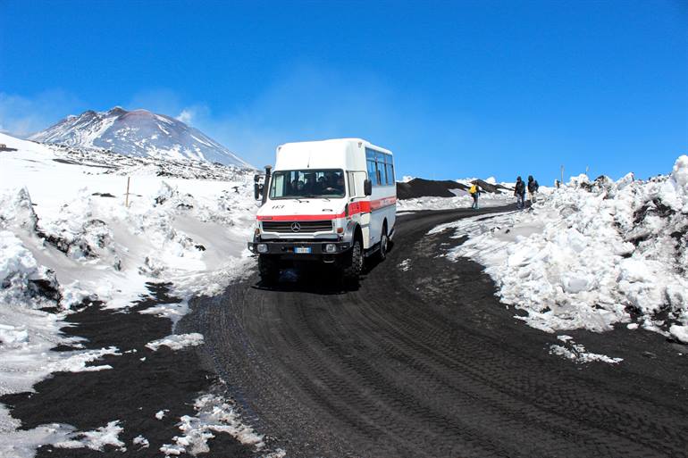 Jeeps on Mount Etna