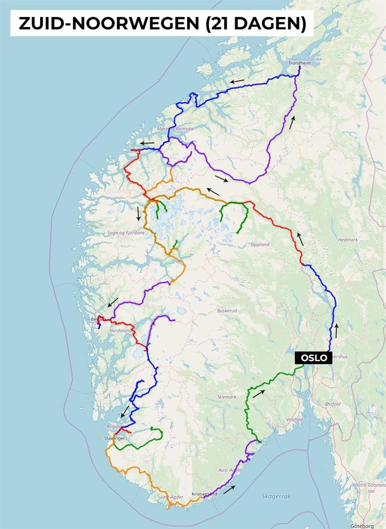 Map of Norway round trip