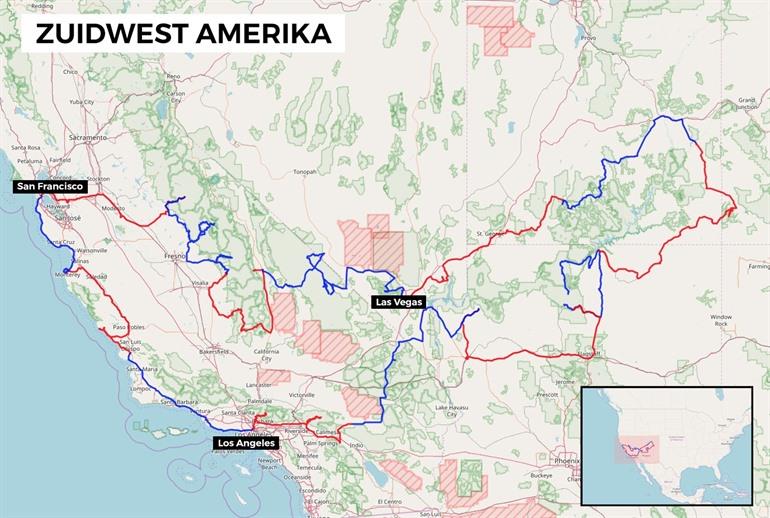 Map of the Western America round trip