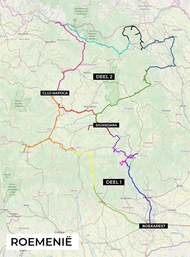 Map with round trip Transylvania