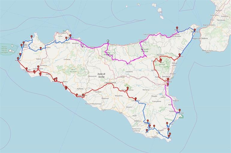 Route roundtrip Sicily (fly and drive)