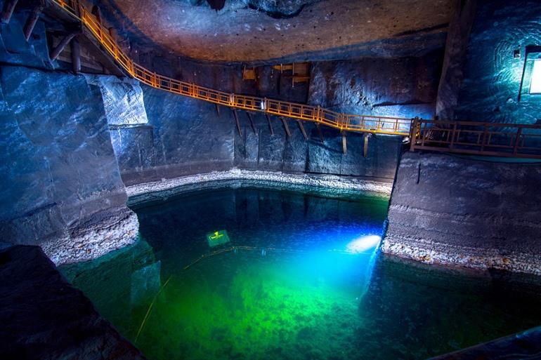 Salt mine with light show